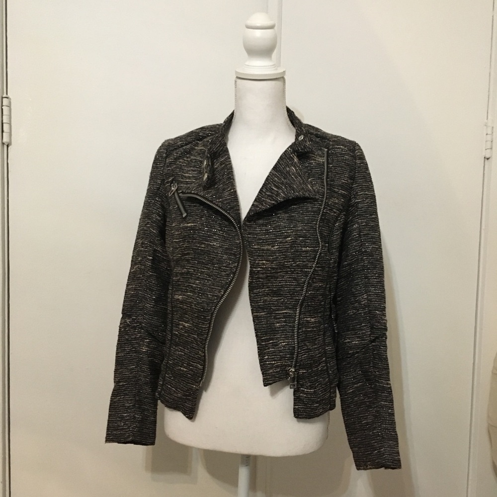 H&M Black Marled Moto Blazer Jacket